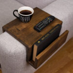Couch Arm Rest Table with Magazine Stand